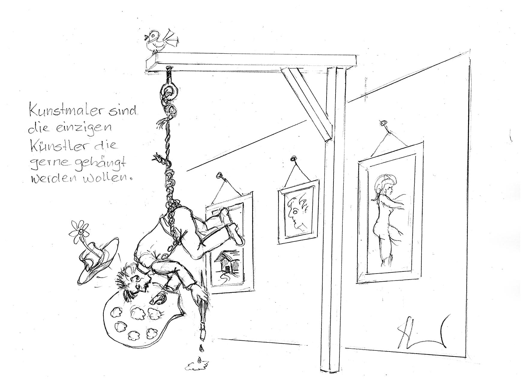 Cartoon Künstler gehängt