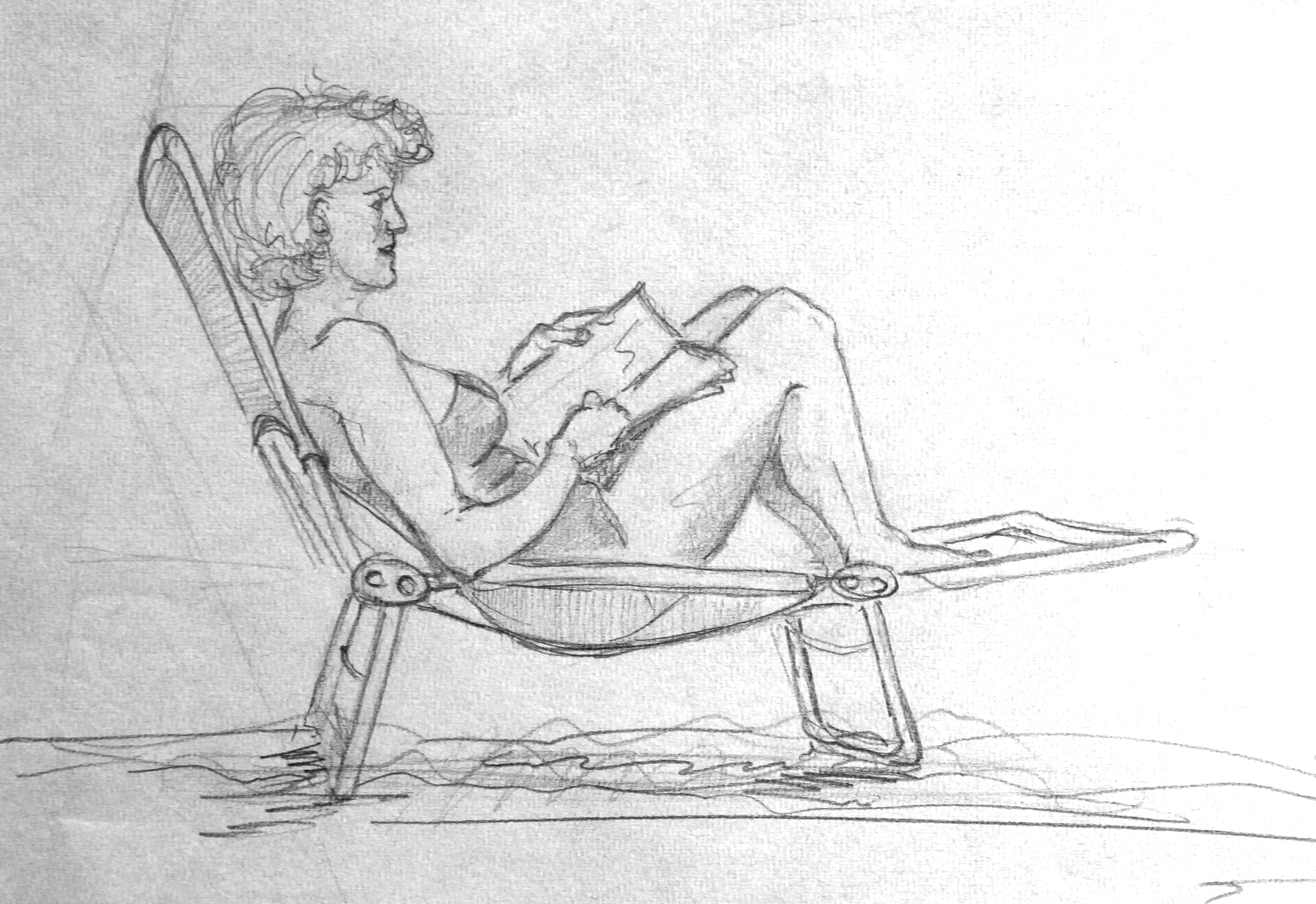 Margrit im Liegstuhl Strand Calpe